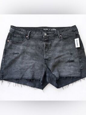 Old Navy High Rise Black Denim Cutoff Shorts 18 NWT Distressed Raw Hem